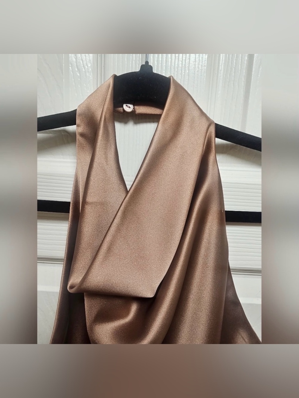 ZARA Brown Satin Halter Top Size L Sleeveless High Neck - Picture 4 of 5